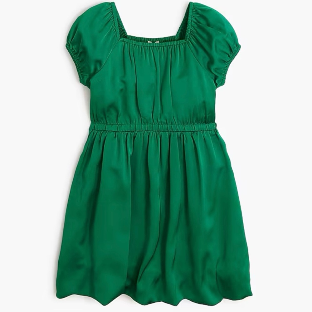 J. Crew Girls Crewcuts Green Satin Bubble Hem Dress